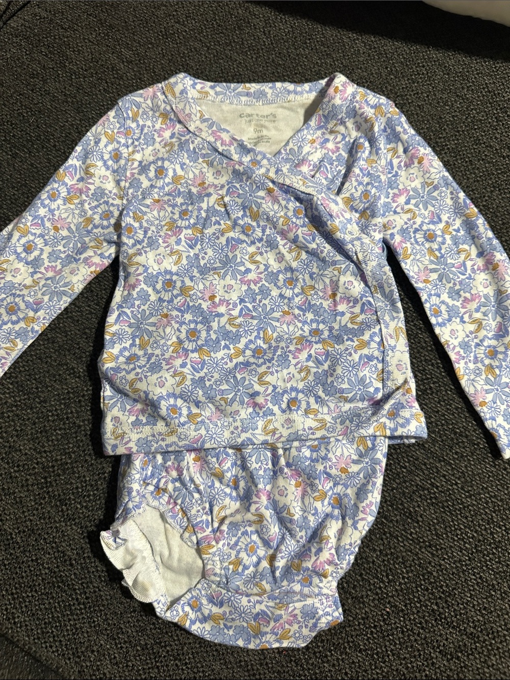 Carter's Lavender Floral Wrap-Front Pajama Set with Yellow Accents